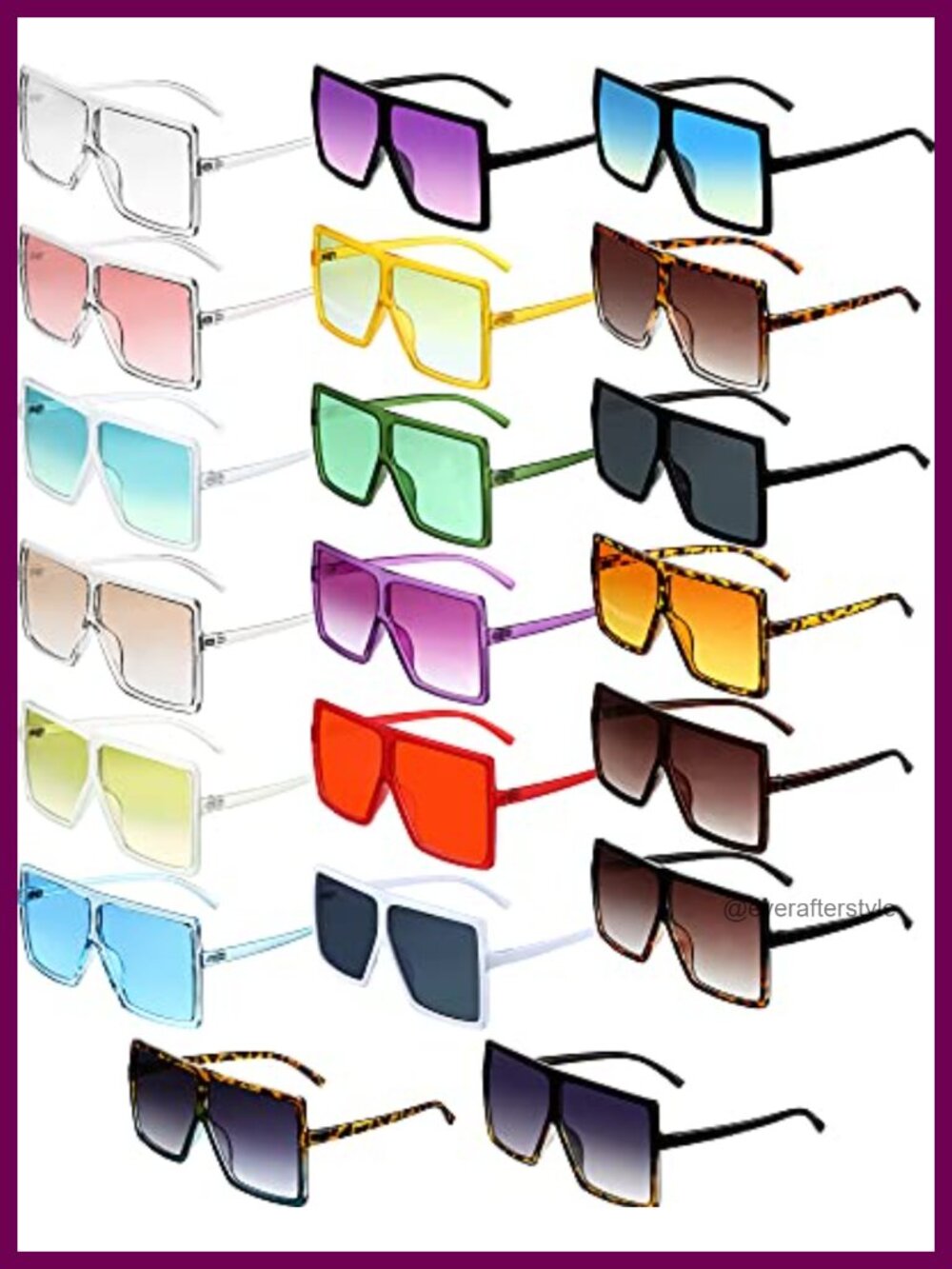Oversized Square Flat Top Sunglasses 20 Pairs Unisex Adult UV Protection